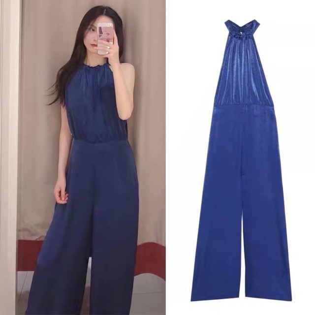 [Kèm ảnh thật] Jumpsuit cổ yếm cut-out lưng Zara