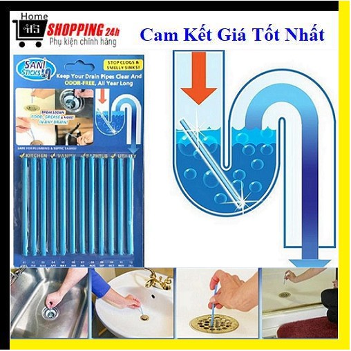 Vỉ 12 Que Thông Cống Thanh Tẩy Rửa Cống Dễ Sử Dụng