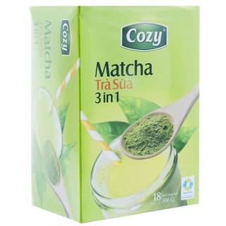 Trà sữa Matcha Cozy 3 in 1 hộp 18 gói x 17g
