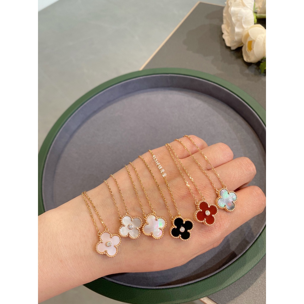 Dây Chuyền Mặt Cỏ Bốn Lá Mạ Vàng Hồng 18K Thời Trang
