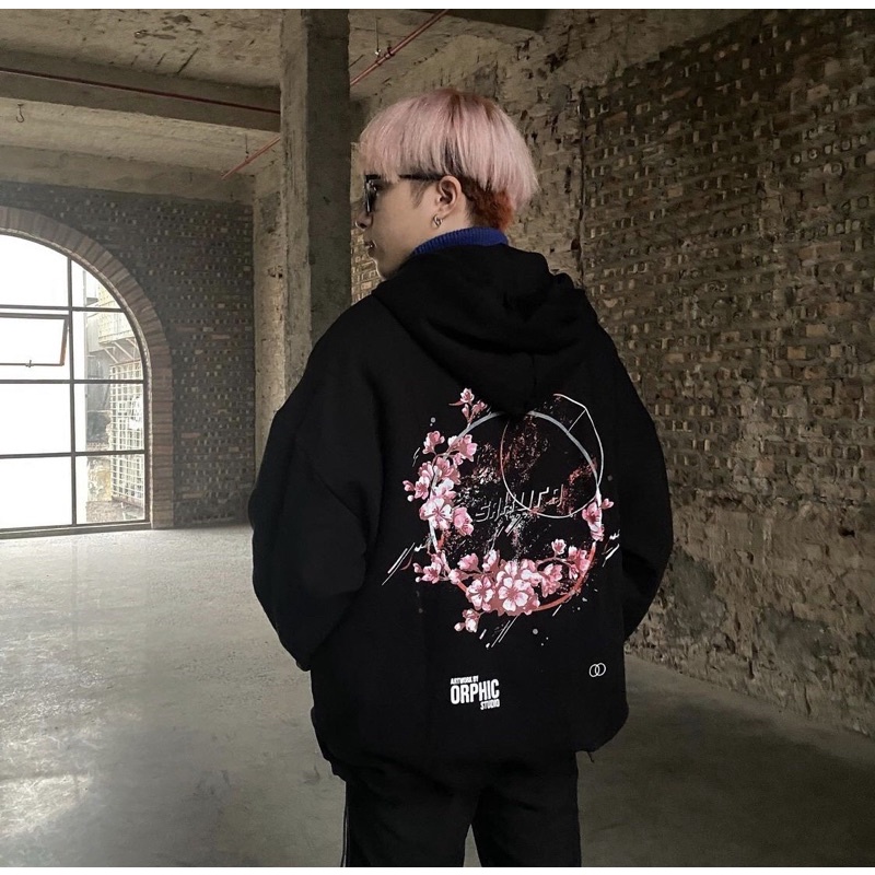 Áo khoác hoodie đi chơi đi học có nón hoa anh đào