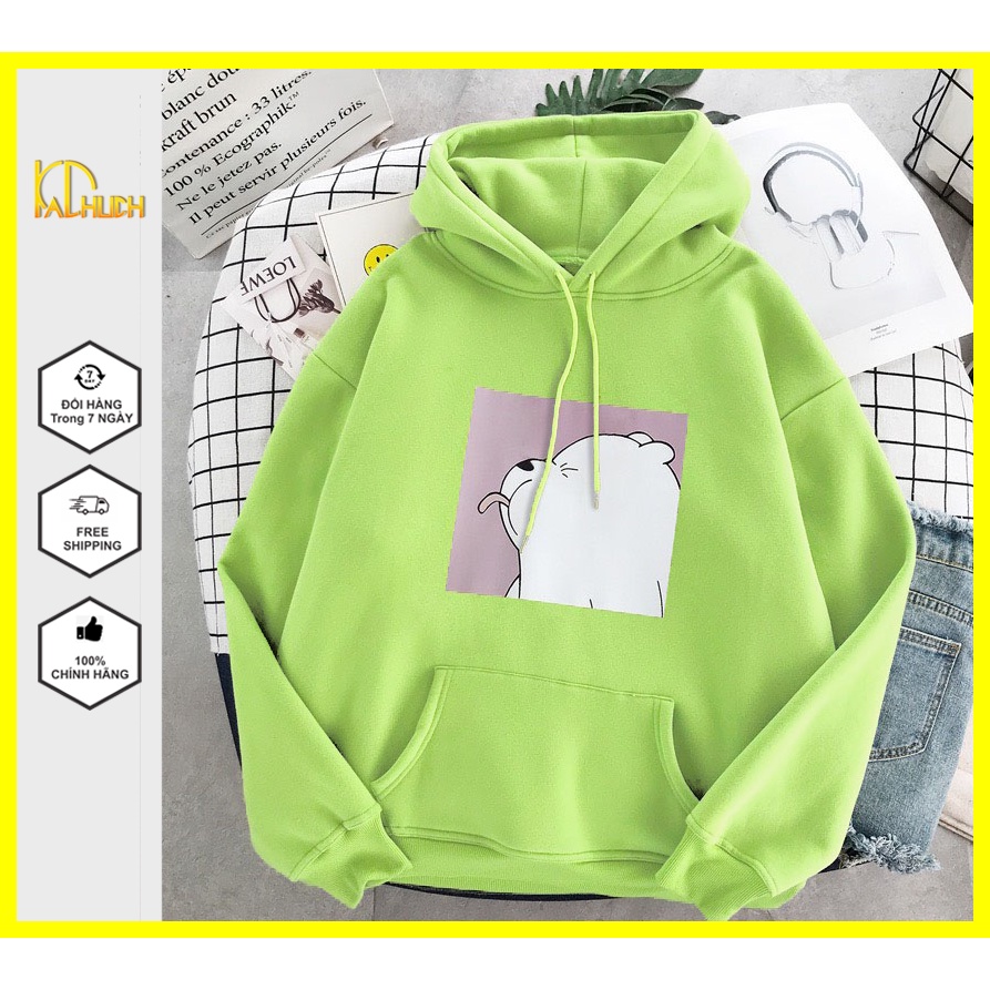 Áo hoodie nam nữ in hình gấu le lưỡi,vải nỉ mềm mịn nón 2 lớp