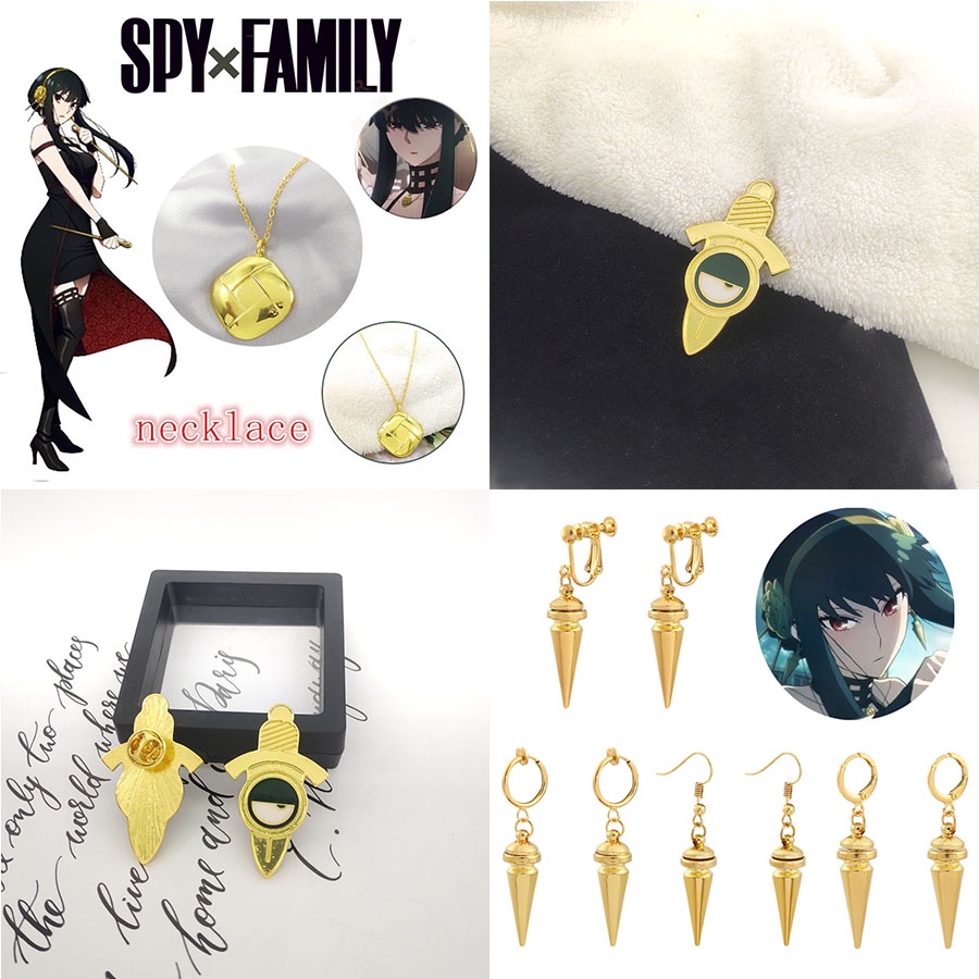 Bộ Vòng cổ + Bông Tai + Ghim Cài Hình Anime Spyxfamily Yor Forger Thời Trang Dự Tiệc Halloween