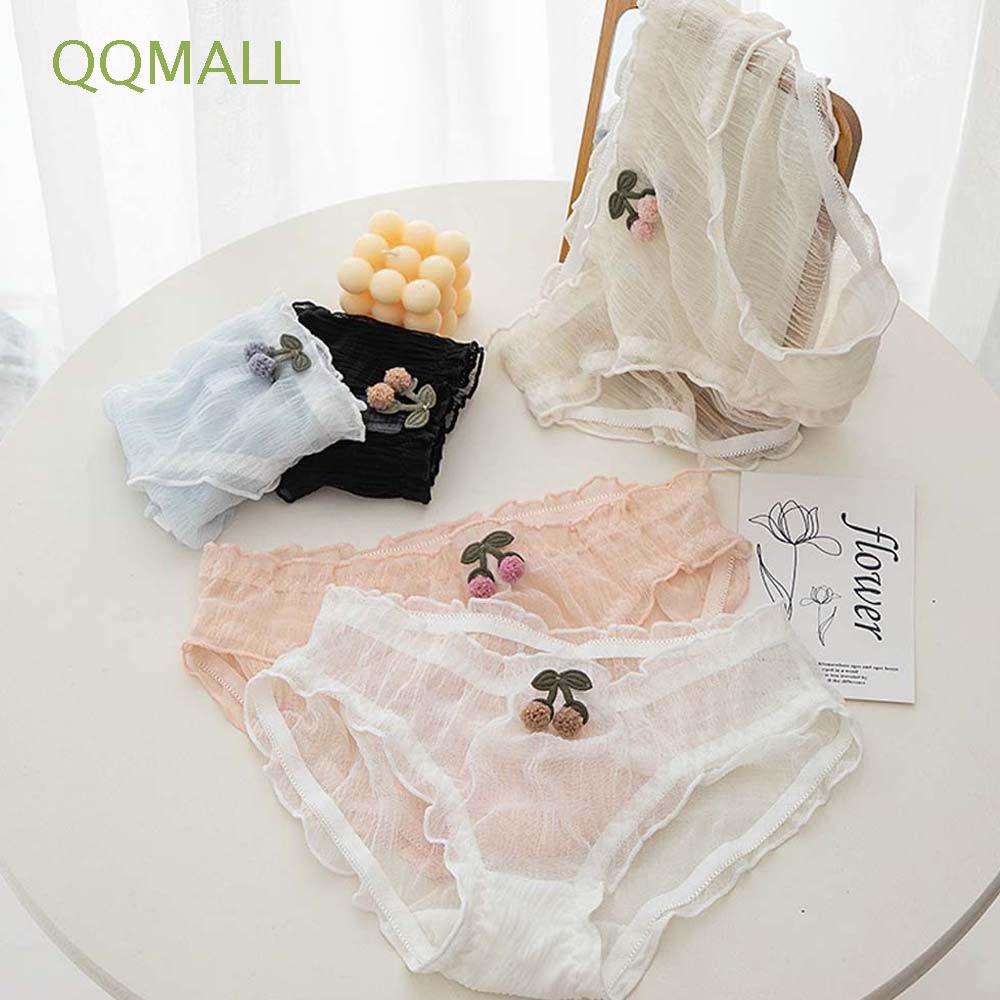 Quần lót ren trong suốt co giãn thoáng khí phối họa tiết quả cherry nhiều màu thời trang Hàn Quốc cho nữ