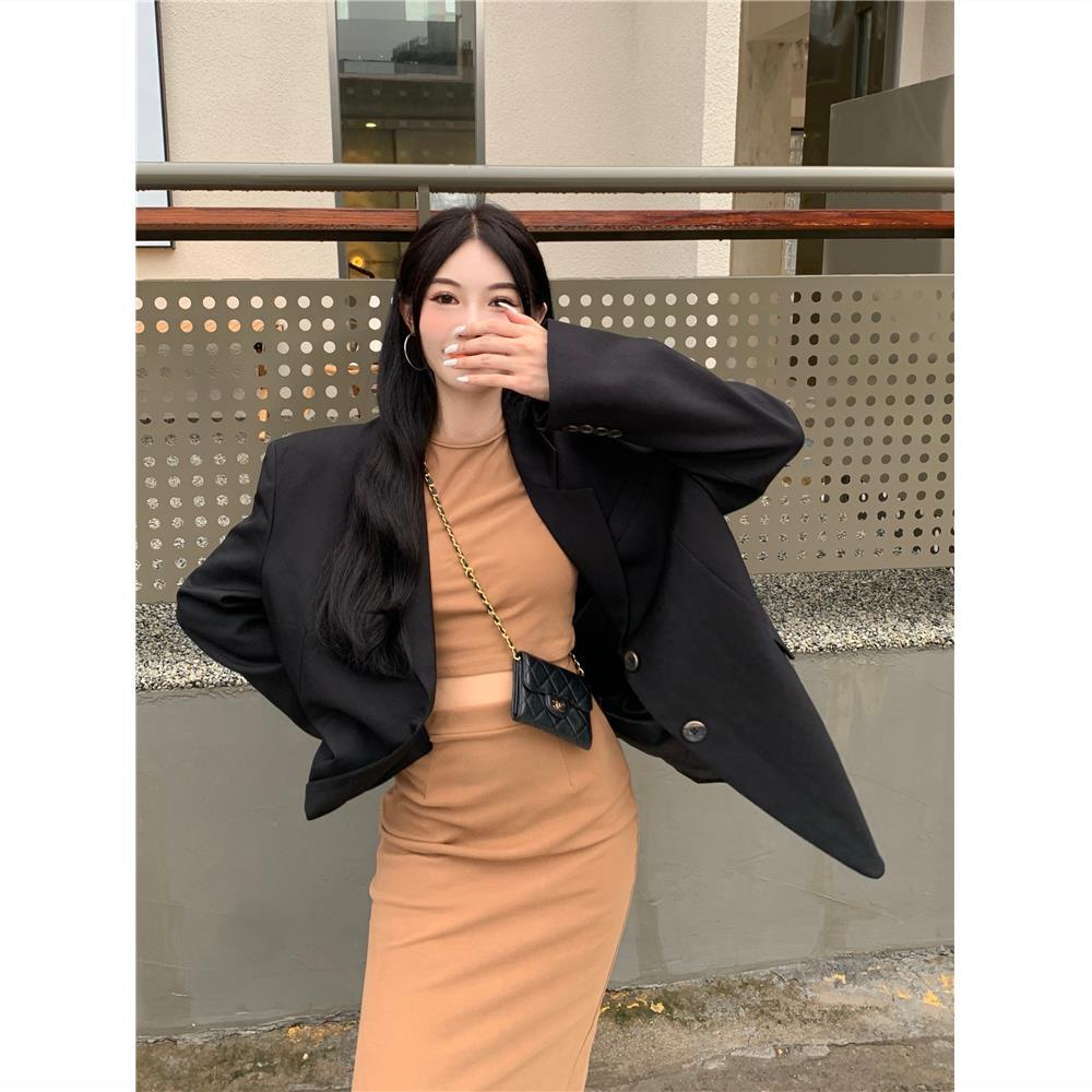 Set đồ COZOKC gồm áo dệt kim và chân váy thời trang cổ điển cho nữ