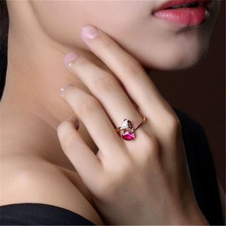 Nhẫn mạ vàng hồng đính đá ruby sang trọng cho nữ