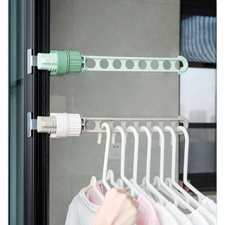 8-Hole Hanging Drying Rack Wall Mounted Space Saving Window Frame Clothes Holder Hanger