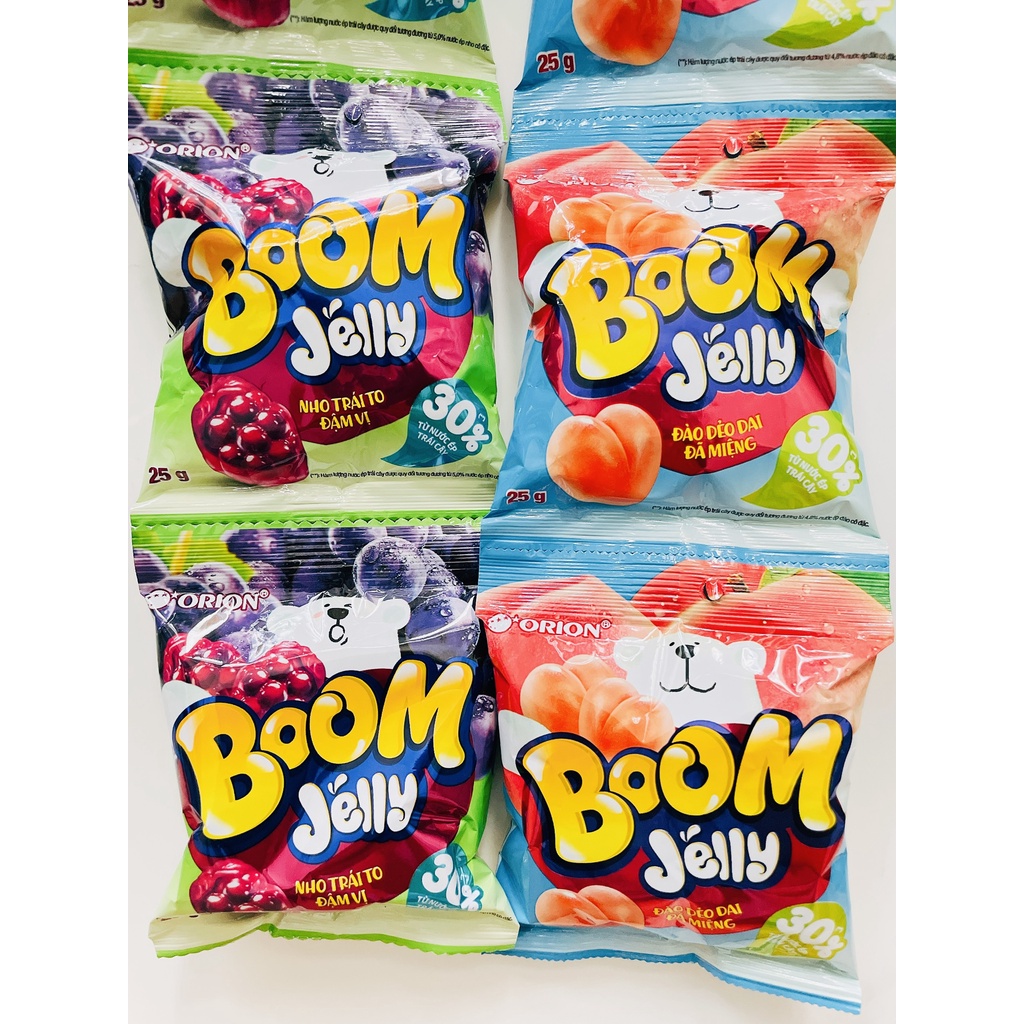 Combo 10 Gói Kẹo Dẻo Trái Cây Orion Boom Jelly vị Đào, Nho, Dâu, Xoài Muối Ớt