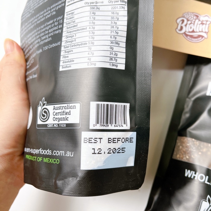 Hạt chia giảm cân chính hãng, hạt chia hữu cơ Black Bag nhập khẩu Úc, chất lượng cao, có hoá đơn đầy đủ 500g