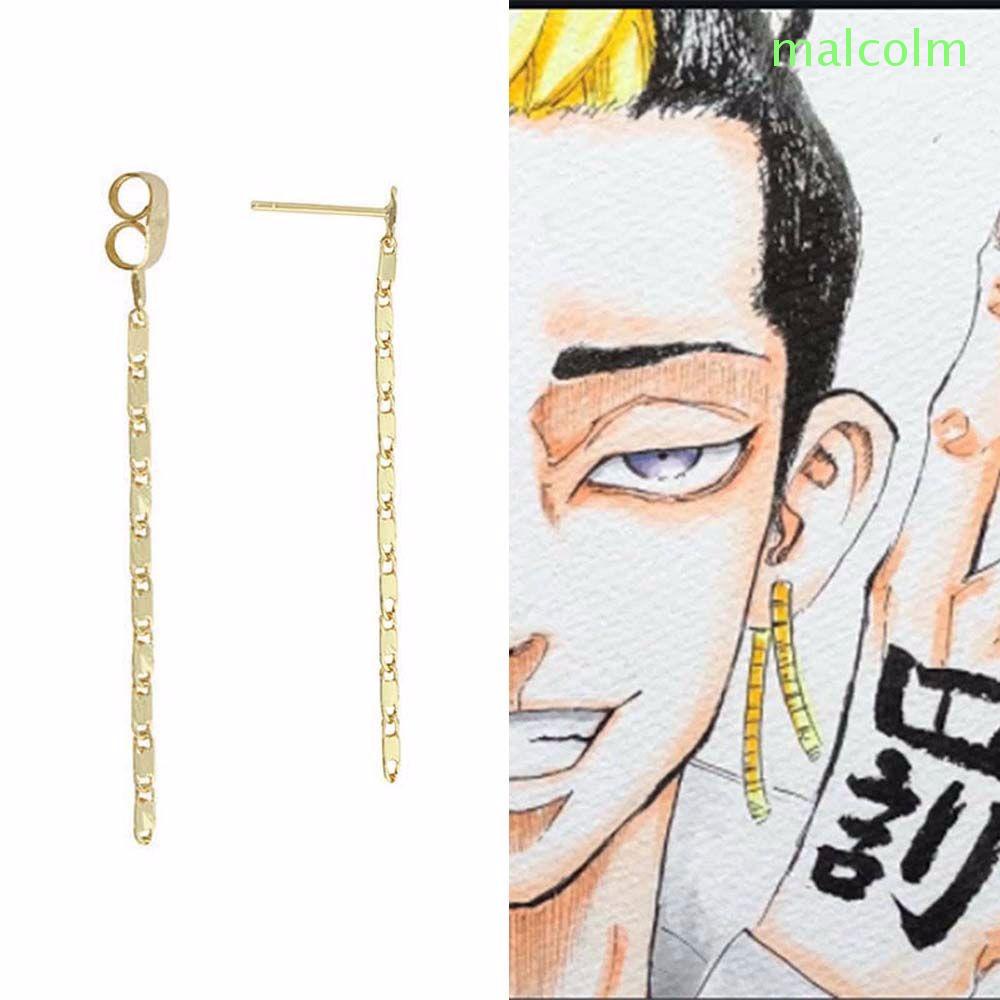 MALCOLM Khuyên tai thả lủng lẳng bằng hợp kim nhiều màu làm phụ kiện trang sức hóa trang phong cách retro Tokyo Hanma Shuji