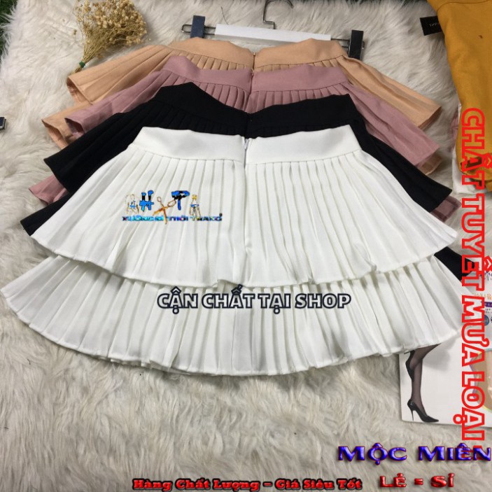 Chân váy lưng cao xếp ly 2 tầng có quần thun trong mẫu mới thời trang- mã VD24