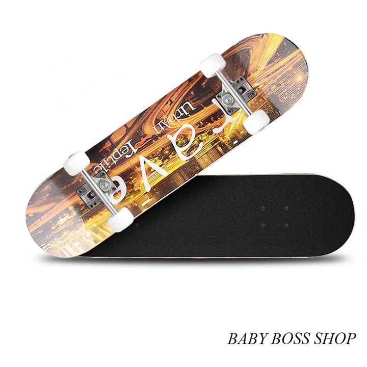 Ván trượt skateboard thể thao chất liệu gỗ phong ép cao cấp 7 lớp mặt nhám