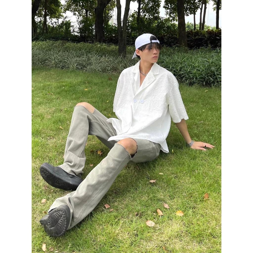 Áo Sơ Mi Tay Ngắn Dáng Rộng Phong Cách Đường Phố Nhật Hàn Thời Trang Mùa Hè Cá Tính