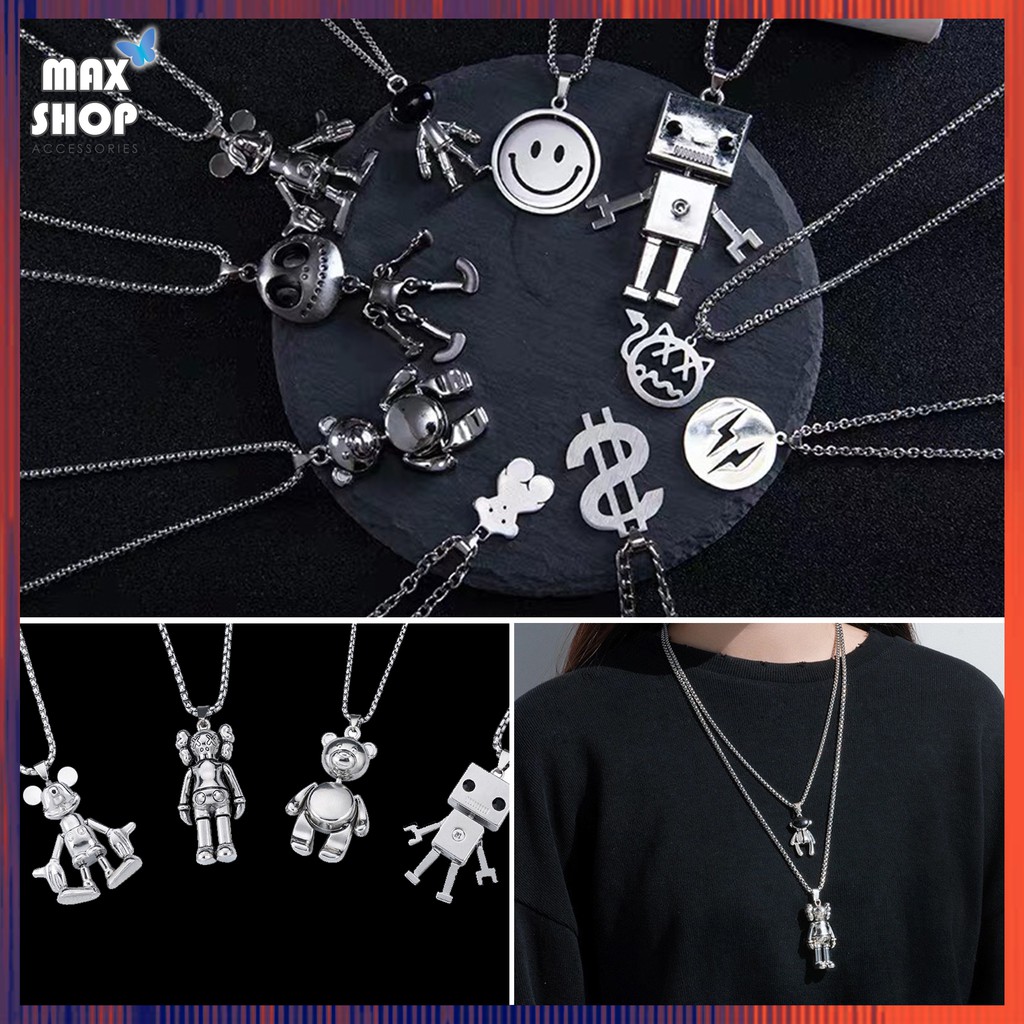 Dây chuyền titan Dáng Dài hình KAWS, MICKEY, ROBOT, PHI HÀNH GIA phong cách HIPHOP cá tính