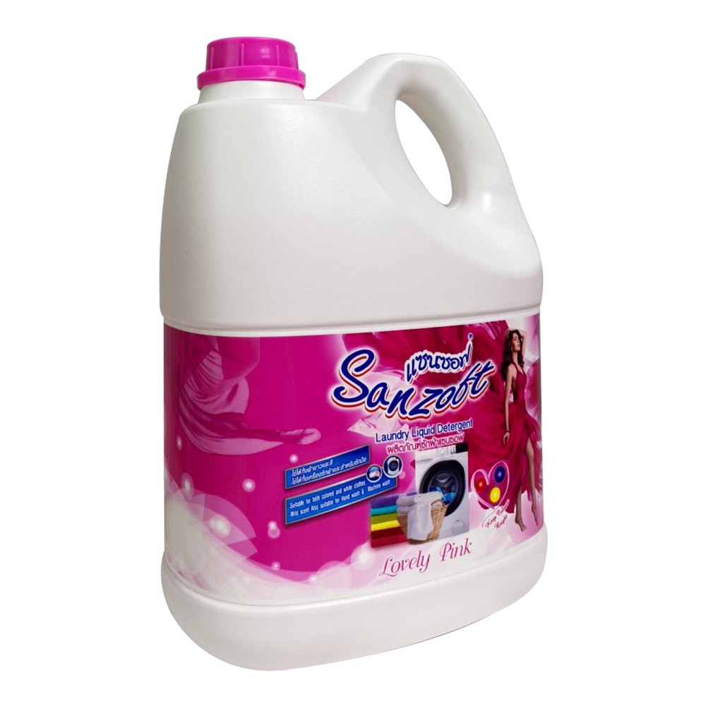 Nước giặt xả đậm đặc SANZOFT ngát hương hoa hồng đáng yêu Thái Lan 3500ml - can trắng hồng - Lovely pink