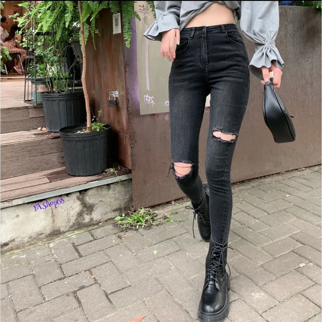 Quần Jean, baggy đen, cạp cao, bó sát skiny, rách đùi phong cách trend 2021 | BigBuy360 - bigbuy360.vn