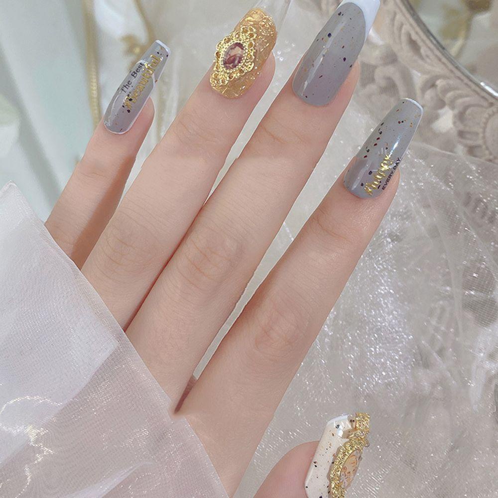 USNOW Phụ Kiện Trang Trí Móng Tay Bằng Hợp Kim Phong Cách Châu Âu Cổ Điển DIY