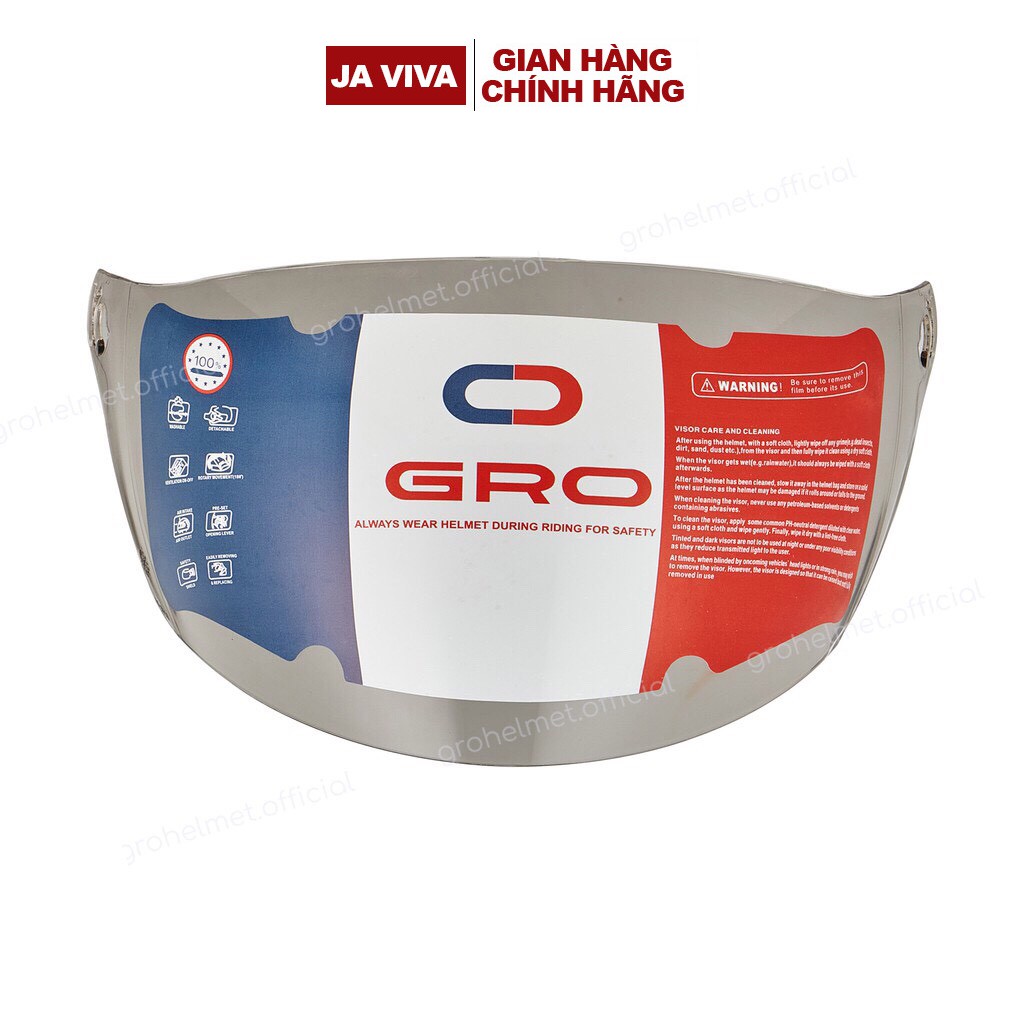 Kính gắn bảo hiểm thay thế GRO mũ 3/4 đầu Honda, GRO, OSAKAR, Asia, Royal...và các dòng mũ có thiết kế vỏ mũ tương tự