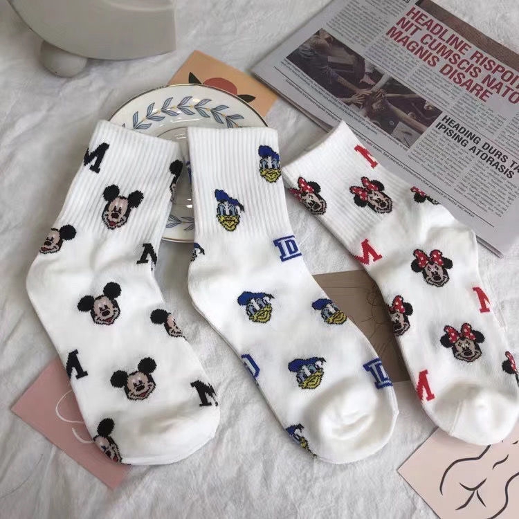 Vớ Thể Thao Cổ Cao Vừa Phải In Hình Chuột Mickey Đáng Yêu Cho Bé
