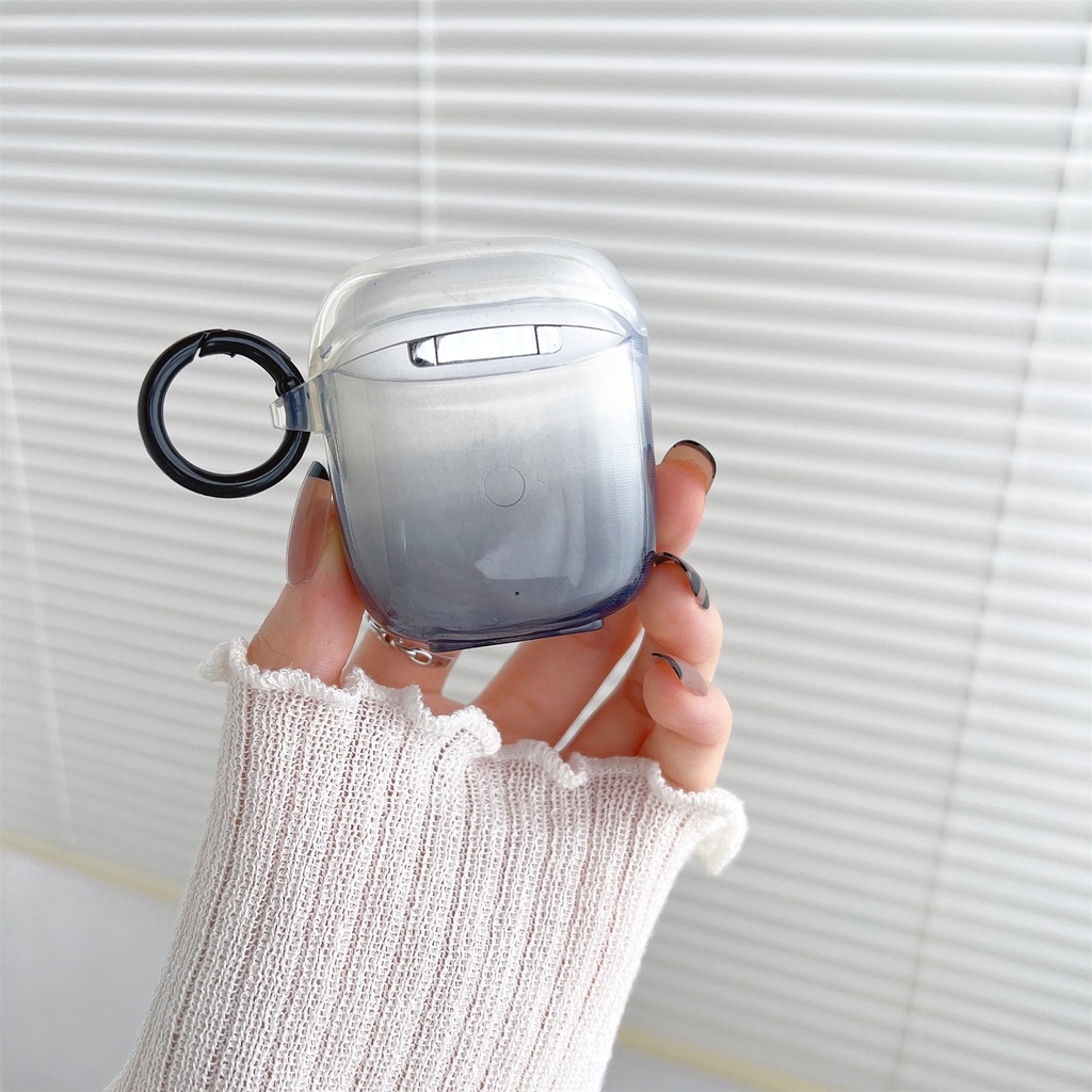 Vỏ Bảo Vệ Hộp Sạc Tai Nghe Không Dây Bằng Silicon TPU Mềm Trong Suốt Màu Gradient Chống Sốc Chống Rơi Kèm Móc Baseus w04 / w04 pro TWS