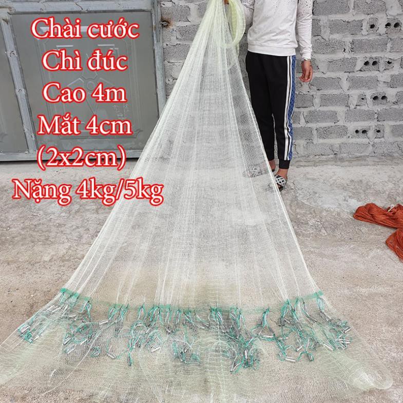 Chài cước  Bắt Cá Chân Chì Đúc cao 4m nặng 4kg mắt lưới 4cm