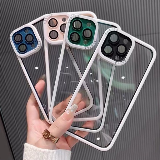 Ốp Điện Thoại Acrylic Cứng Trong Suốt Kèm Miếng Dán Bảo Vệ Ống Kính Cho iPhone 13 pro max 12 pro max 11 11 pro max