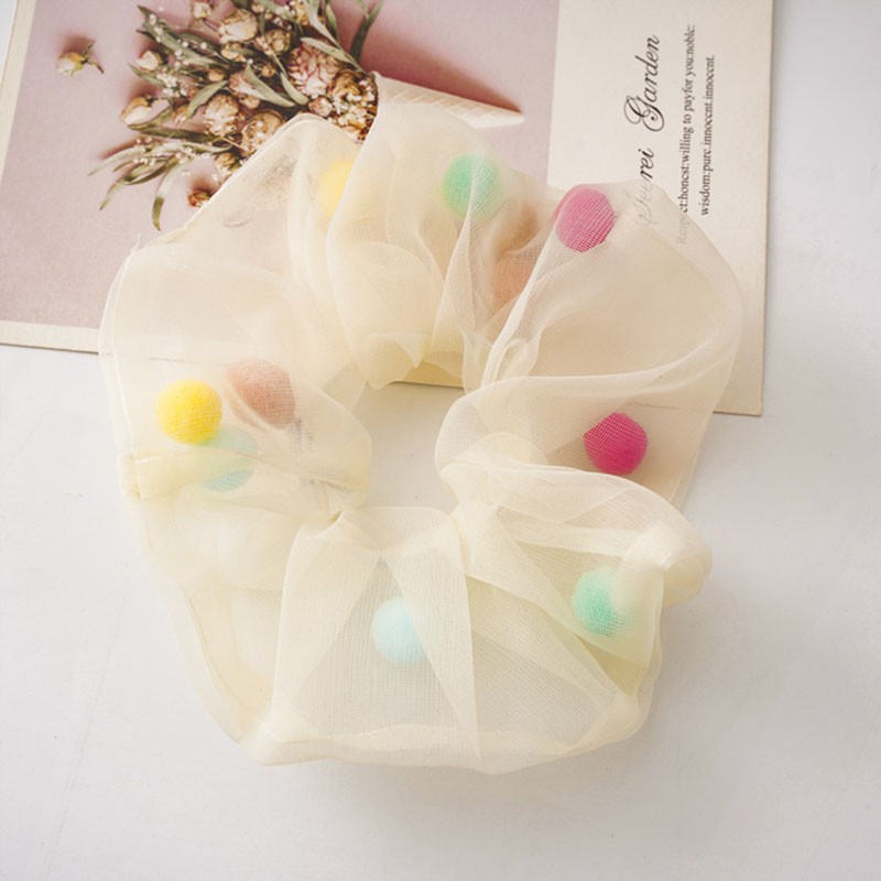 Dây Buộc Tóc Co Giãn Đính Bóng Lông Dễ Thương Cho Nữ