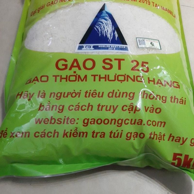 [CÓ TEM CHÍNH HÃNG] Gạo ST25 - Gạo Đặc Sản Sóc Trăng- Gạo Ngon Nhất Thế Giới 2019- PP trực tiếp từ Hồ Quang Cua