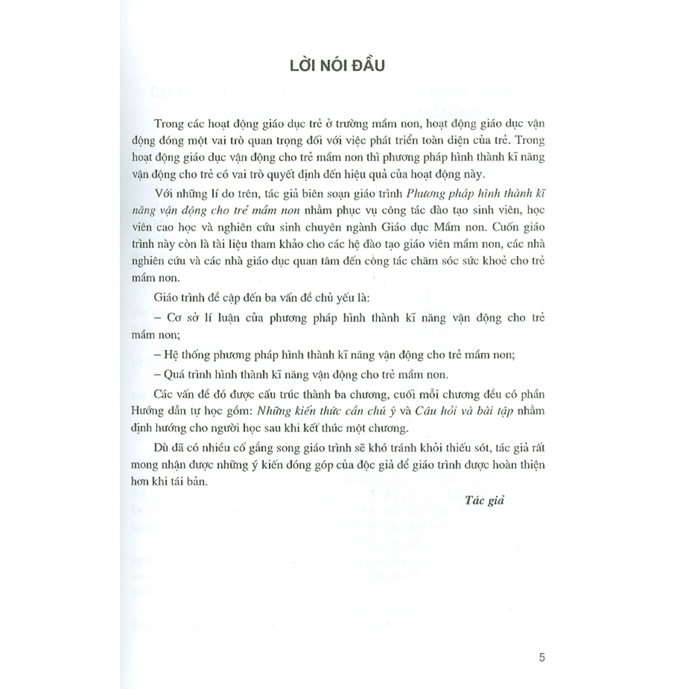 Sách - Phương Pháp Hình Thành Kĩ Năng Vận Động Cho Trẻ Mầm Non