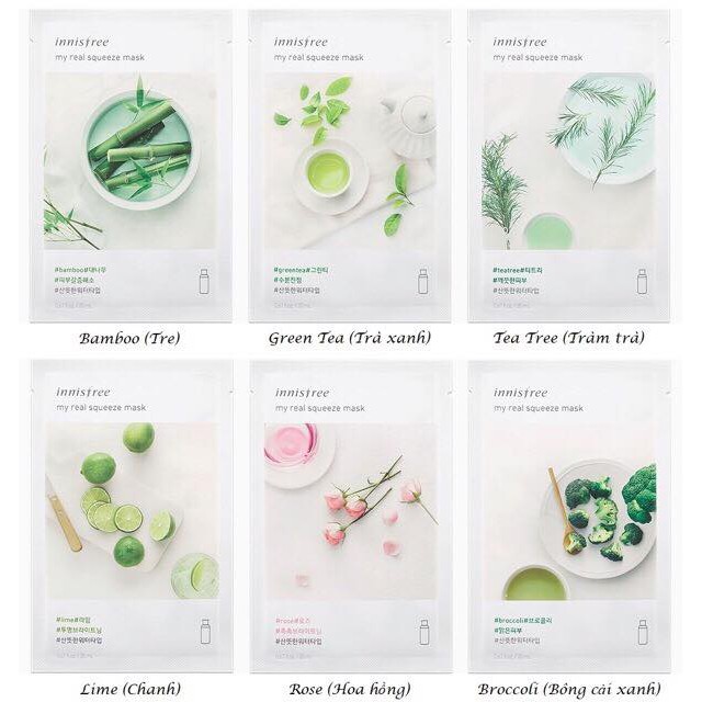 Mặt Nạ giấy Innisfree It's Real Squeeze Mask combo 10 chính hãng