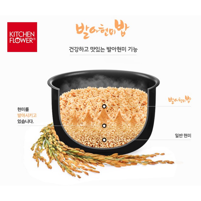 Nồi cơm điện lòng gang KITCHEN FLOWER - COOKIN, RM-NA10 1.0 Lít / Màu đỏ / Sản xuất & nhập khẩu Hàn Quốc / Chính hãng