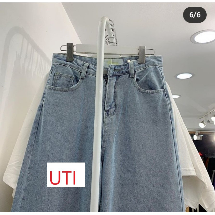QUẦN JEAN ỐNG RỘNG NỮ LƯNG CAO MÀU XANH NHẠT LAI CUỐN CÁ TÍNH SIÊU THỜI TRANG UTI CỰC HOT