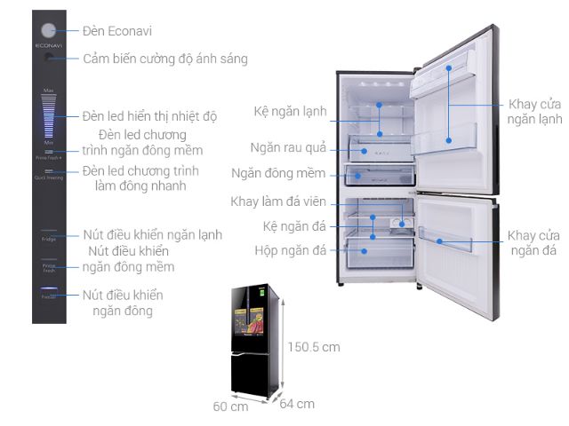 Tủ lạnh Panasonic inverter 255 Lít NR-BV288GKV2. NEW100%