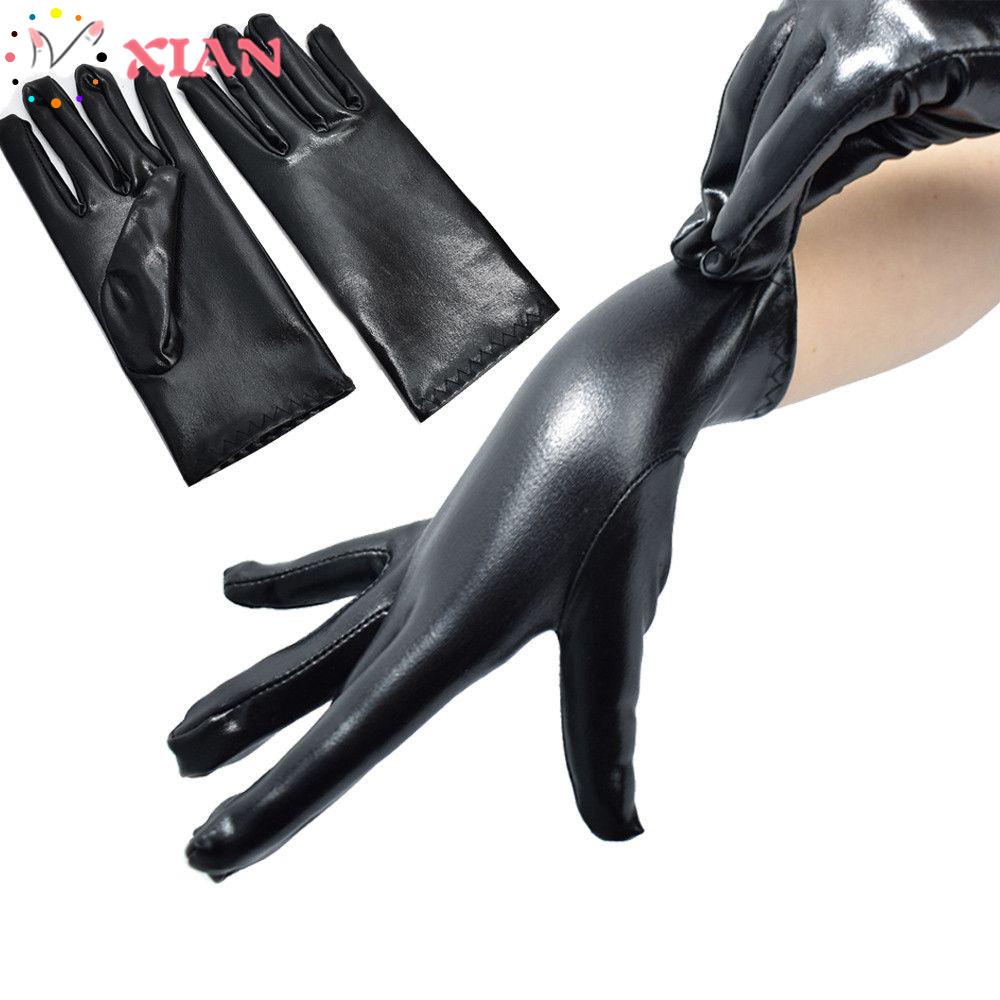 Găng Tay Da PU Màu Đen Phong Cách Gothic Dùng Hóa Trang Halloween Cho Nam Và Nữ