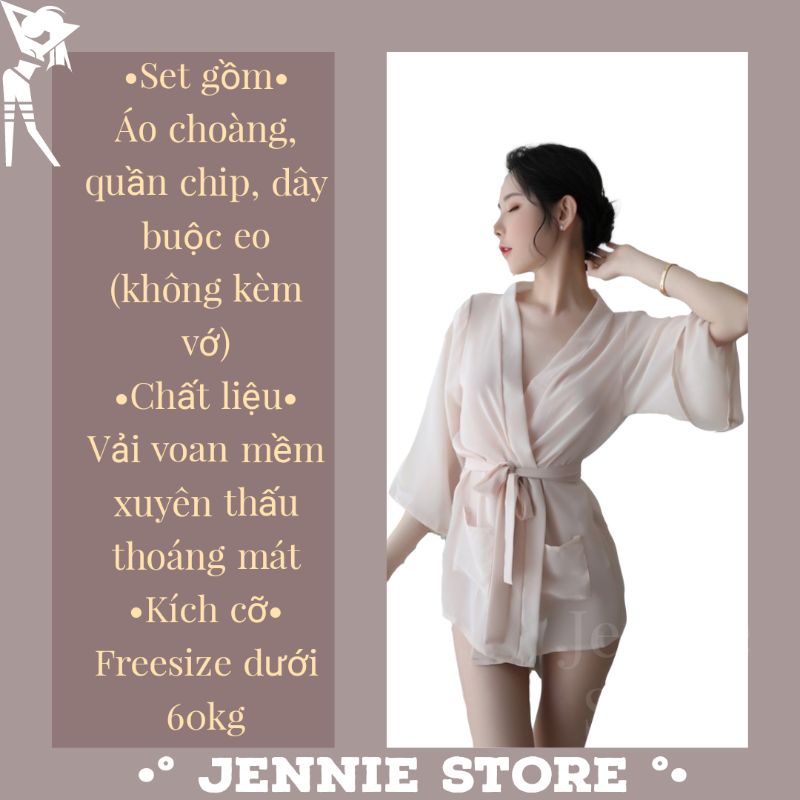 Áo choàng ngủ xuyên thấu sexy - khoác ngủ kèm quần lọt khe gợi cảm | BigBuy360 - bigbuy360.vn
