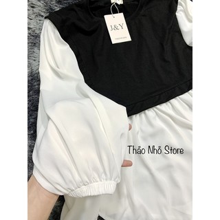 áo baby doll trắng đen