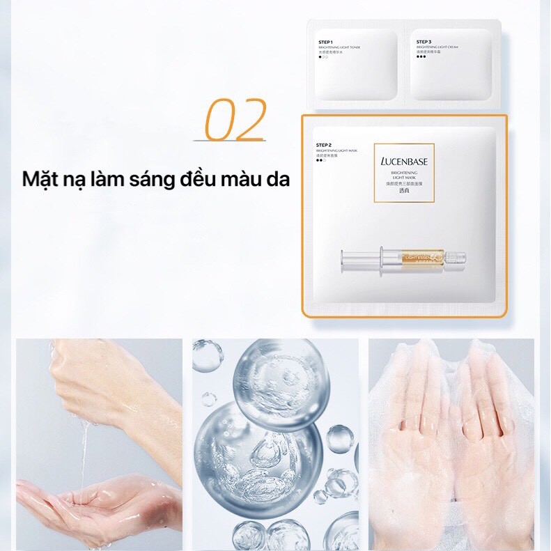 Mặt nạ LUCENBASE 3 bước Brightening Light Mask dưỡng ẩm dưỡng trắng sáng da mềm mịn đàn hồi LUCB57