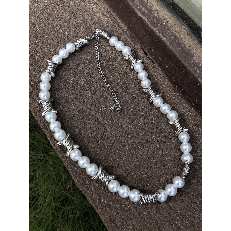 Vòng Cổ Đính Ngọc Trai Phong Cách Hiphop Thời Trang