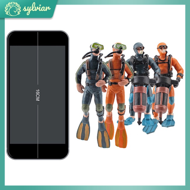 [sylviar] Mô Hình Thợ Lặn Sống Động Như Thật Bằng Nhựa Cứng Cho Nhà Búp Bê Explorer