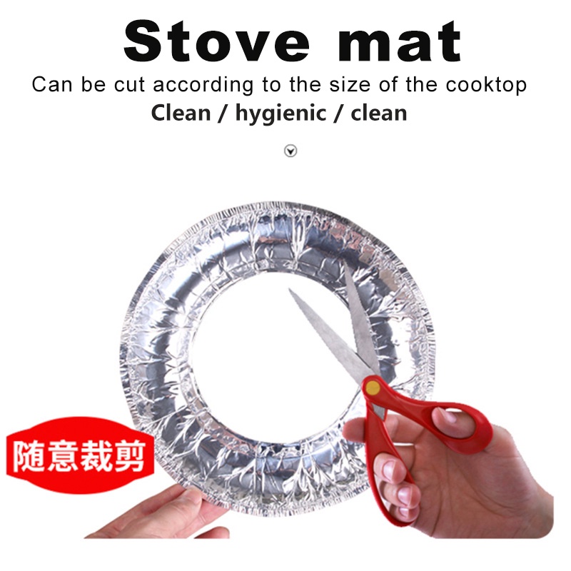 Bộ 10 Tấm Lót Bếp Ga Hình Vuông Bằng Lá Nhôm Dùng Một Lần Tiện Dụng
