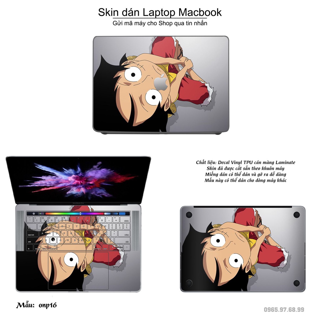 Skin dán Macbook mẫu One Piece (đã cắt sẵn, inbox mã máy cho shop)