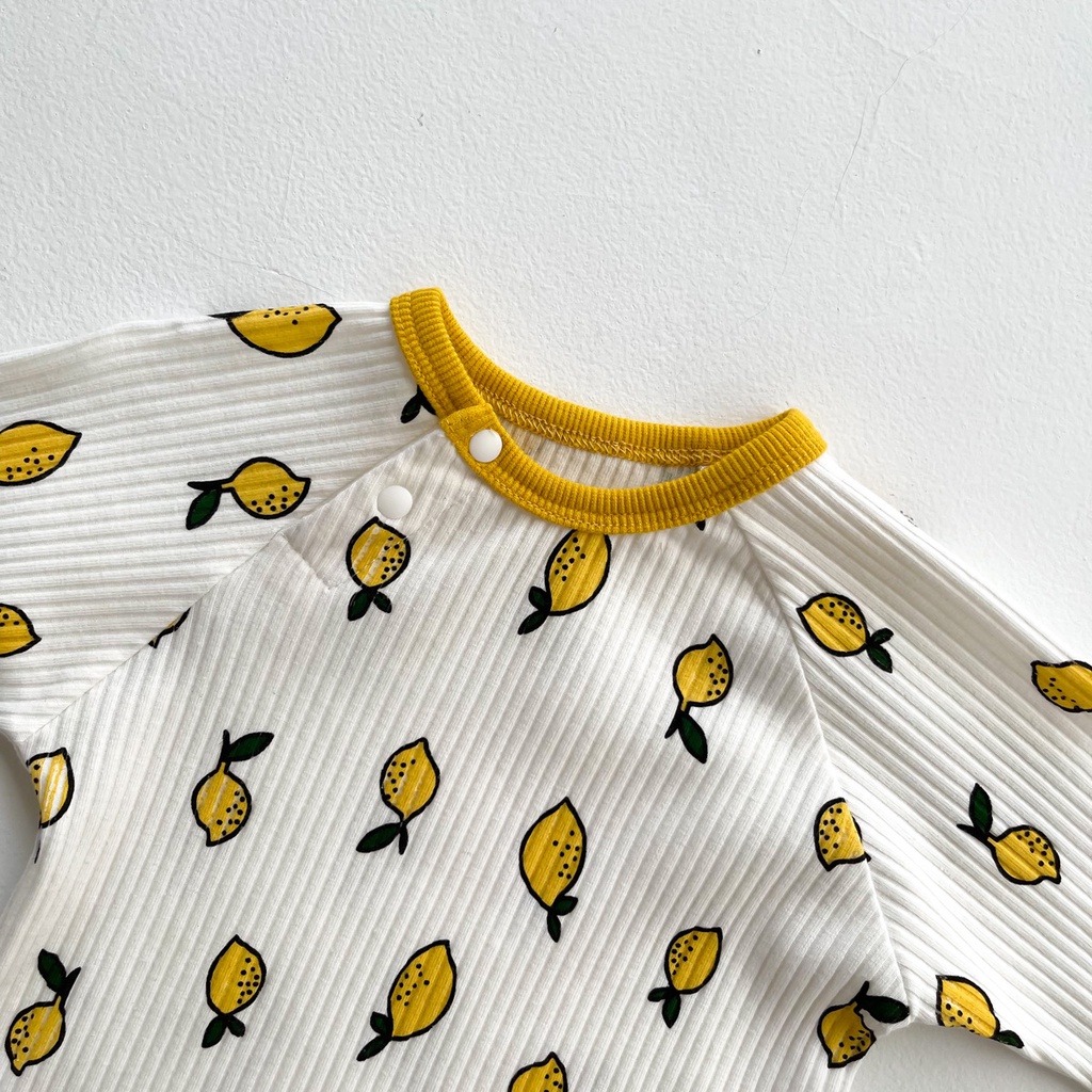 Set áo liền quần in họa tiết quả chanh dễ thương thời trang mùa thu cho bé sơ sinh