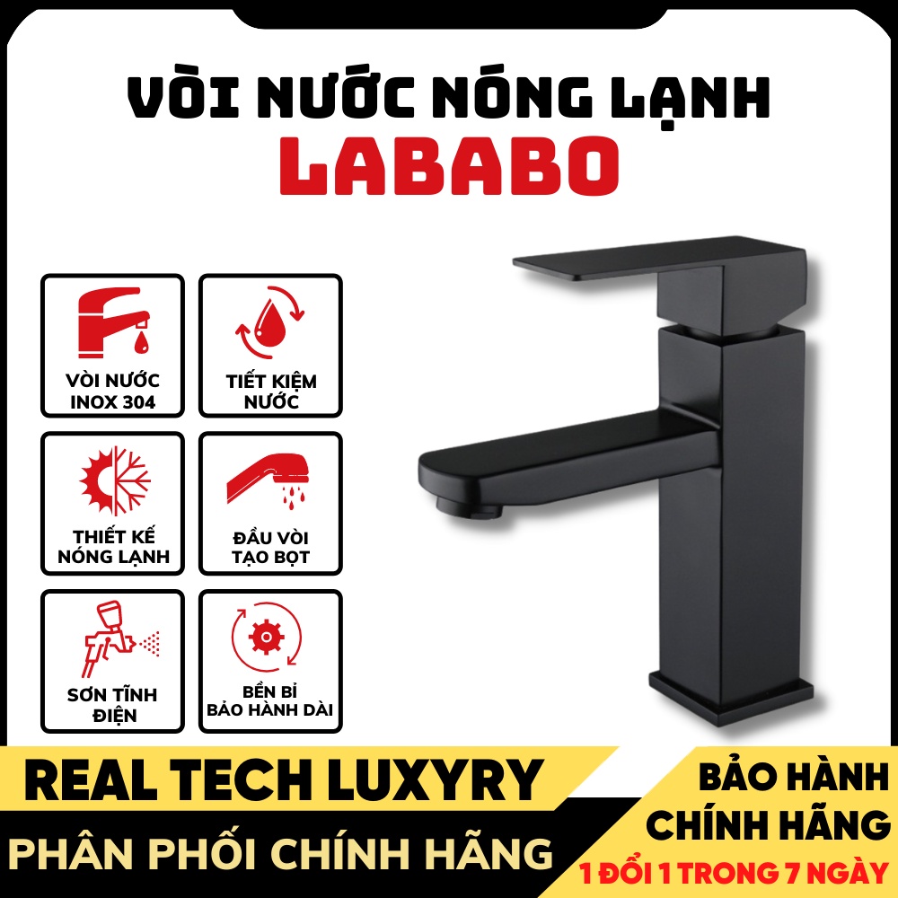 Củ sen tắm nóng lạnh HL025 , vòi lavabo inox304 sơn tĩnh điện màu đen Navier cao cấp - Bảo Hành 12 Tháng