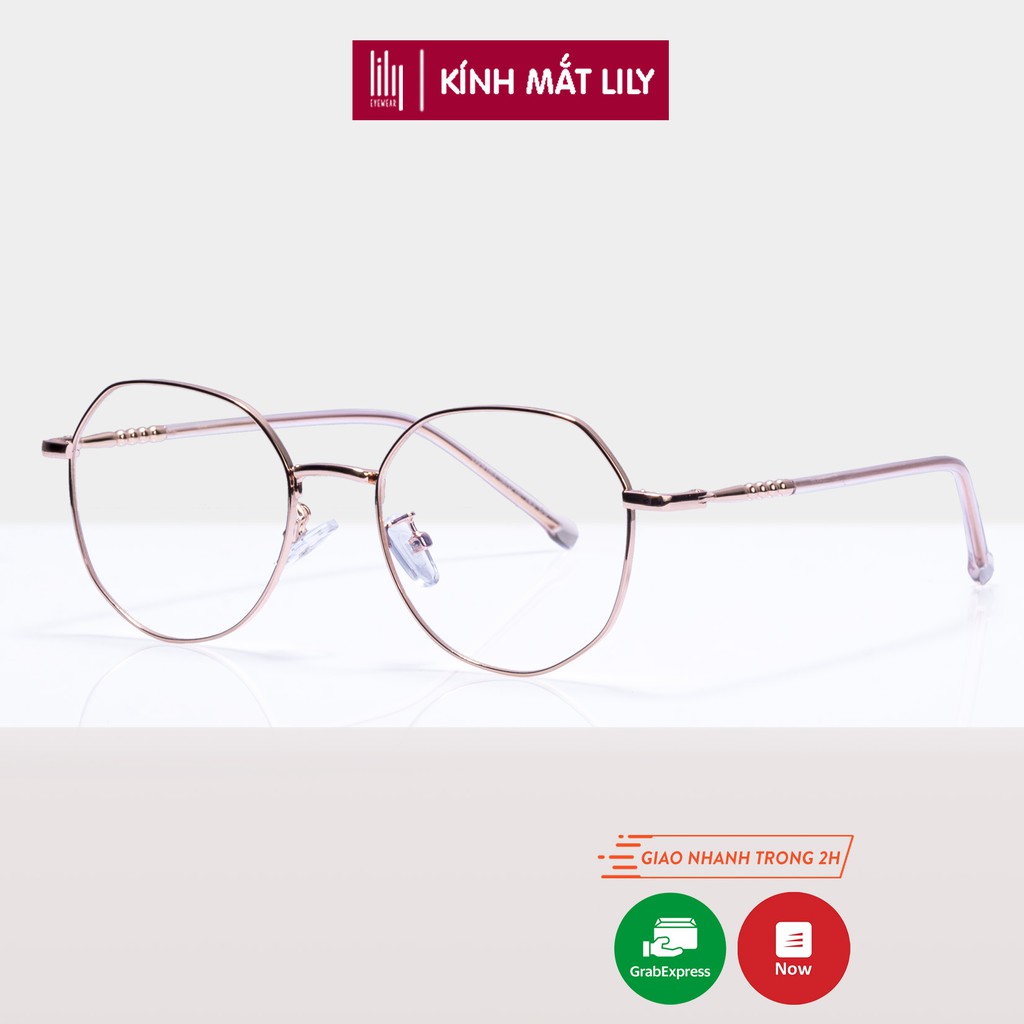 Gọng kính cận thời trang nữ Lilyeyewear mắt đa giác kim loại giả cận thanh mảnh 29183