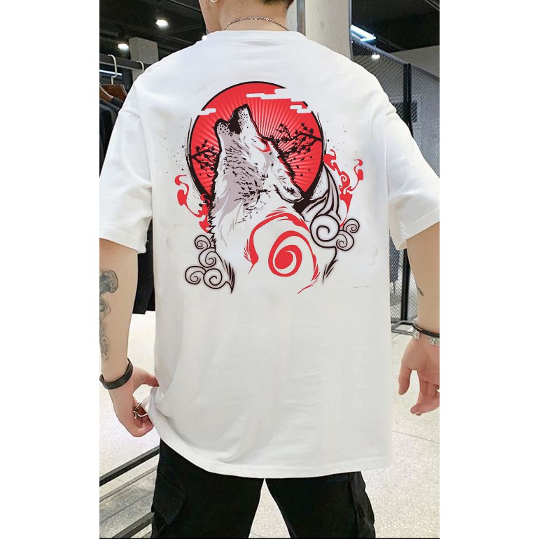 Áo thun tay lỡ Unisex in hình sói đủ size M L XL XXL