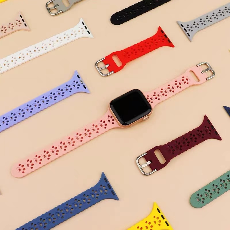 Dây Đeo Thể Thao Bằng Silicone Mềm Cho Đồng Hồ Thông Minh Apple Watch SE 7 Series 41mm 45mm 44mm 40mm 7 6 5 4 3 2 1 42mm 38mm