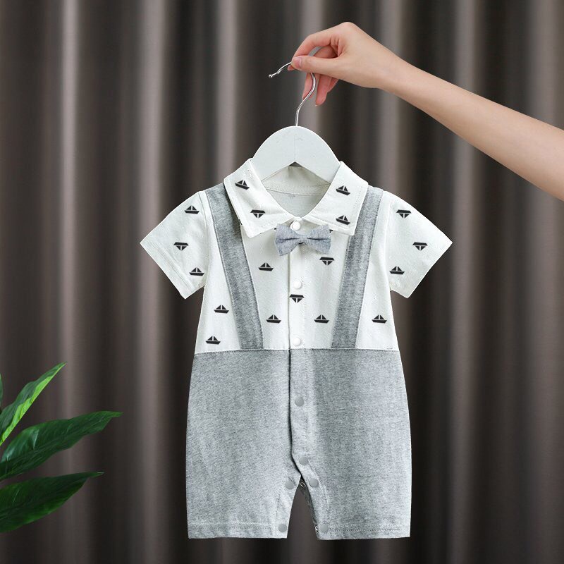 Body Công Tử Cộc Tay Dễ Thương Lịch Lãm Vải Cotton Mềm Mịn Co Giãn 4 Chiều Cho Bé 3-12kg