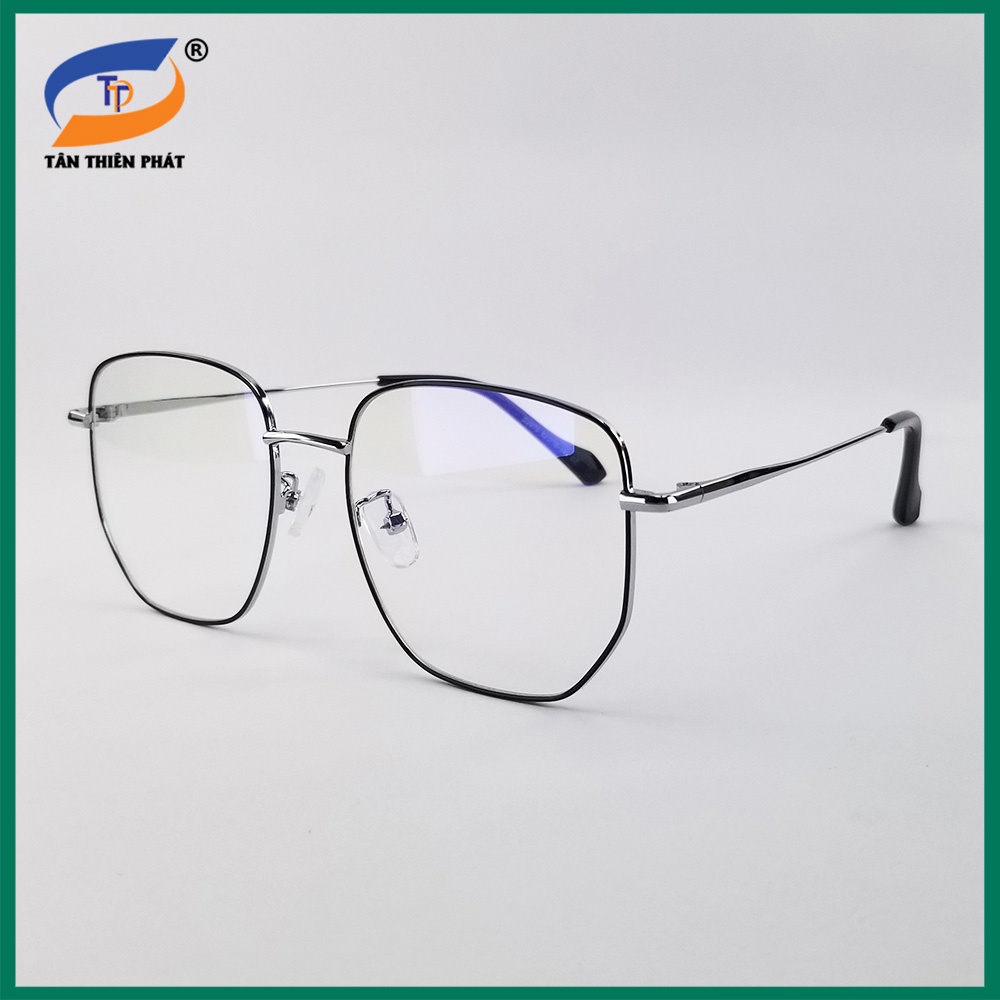 Gọng kính cận nam nữ mắt kim loại đa giác màu vàng, đen, bạc 2970. Tròng kính chống xước, chống ánh sáng xanh, tia UV
