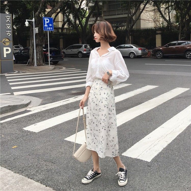 [ORDER/SẴN] MÃ CV27_Chân váy dài trắng họa tiết hoa nhí | BigBuy360 - bigbuy360.vn