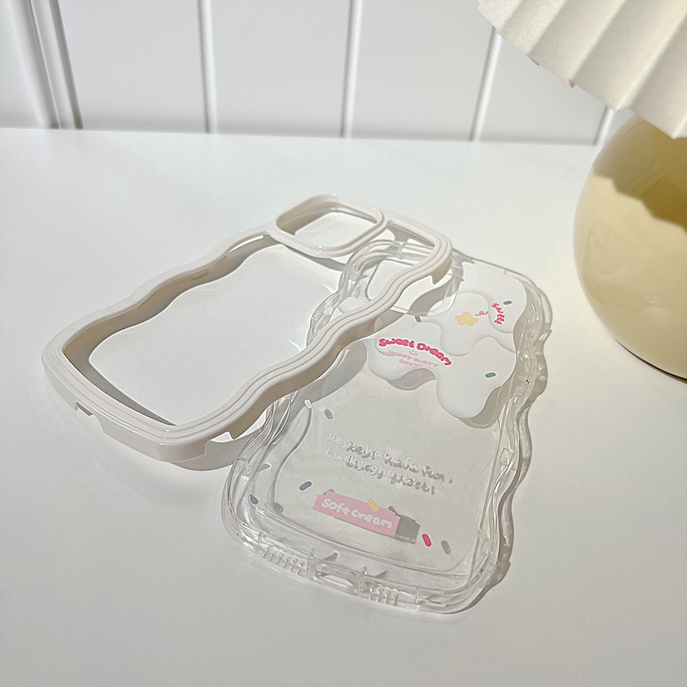 Ốp Điện Thoại Trong Suốt Viền Gợn Sóng 2 Trong 1 Kèm Dây Đeo Sợi Xích Cho Iphone 11 XS XR 12 13 PRO MAX